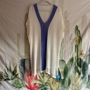 Cupshe NWT Ivory and Blue Swim Coverup